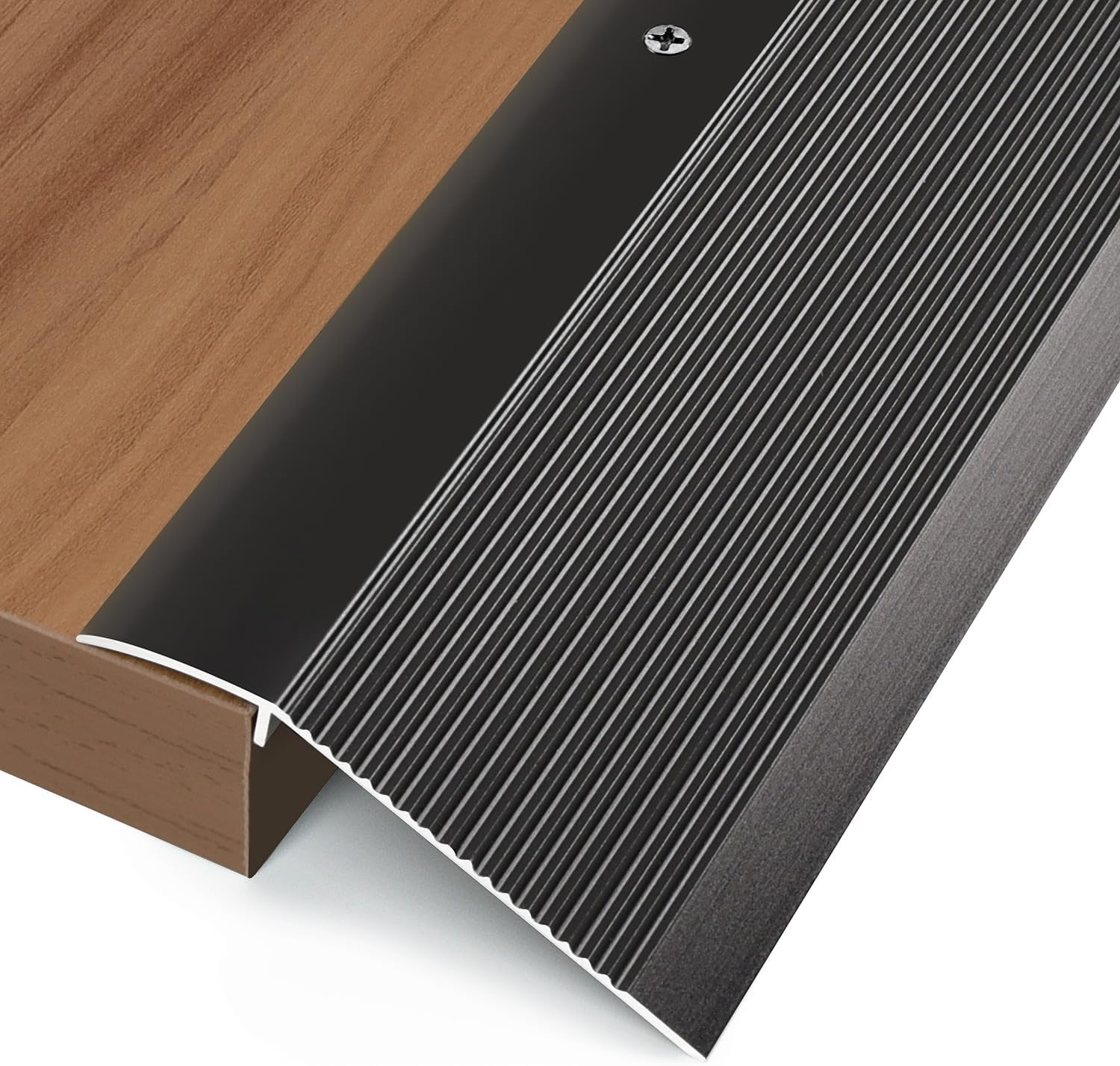 Aluminum Floor Transition Strip, Threshold Ramps for Doorways, Bridge The Height Less Than 1.6″, for Tile Hardwood Laminate Vinyl Concrete, Size 36 x 3.9 x 0.35in (Black)