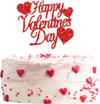 24pcs Red Glitter Happy Valentine's Day Cake Toppers Food Picks Cake Decorations for Valentine's Day Party Suppliers