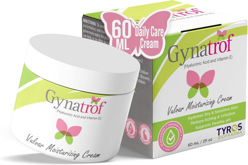 Gynatrof Vulvar Moisturizing Cream for Dryness, Itching, Irritation, Redness Due to Menopause, Childbirth, Breastfeeding, Low Estrogen - Lightweight Hydrating Formula for Sensitive Skin, 2 oz