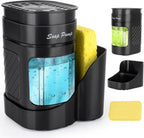 Kitchen Dish Soap Dispenser with Sponge Holder, 3-in-1 Countertop Dishwashing Soap Pump Dispenser Set for Kitchen Sink, Useful Kitchen Gadgets - Black