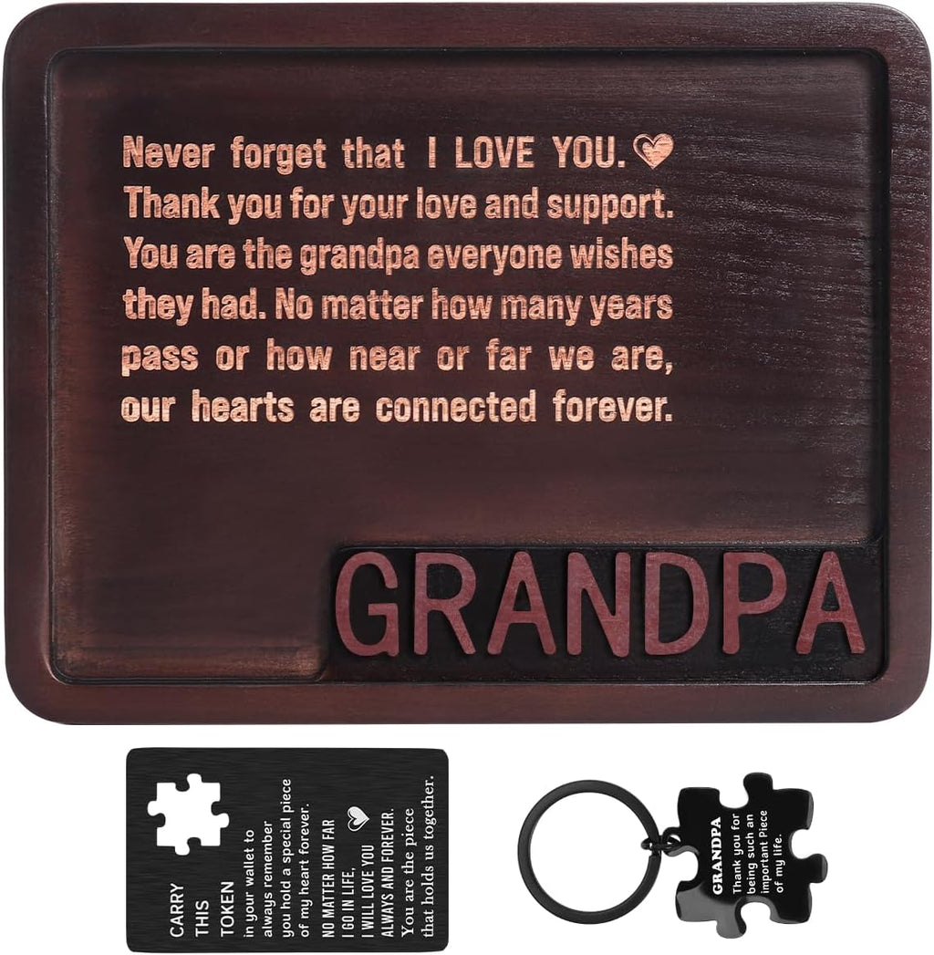 Grandpa Gifts, Christmas Birthday Gift for Grandpa, Unique Gifts for New Grandpas from Grandkids, Good Gift for Grandpas Grandfather Wood Valet Tray Set