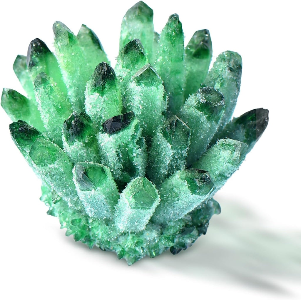 Natural Crystal Cluster Clear Quartz Mineral Crystal Cluster Cluster Healing Ornament Hue Reflection Feng Shui Home Decor (Green)