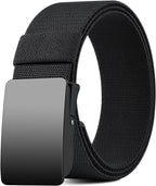 Belt Men, Work Belts for Mens, Holeless Adjustable Canvas Web Cloth Fabric Belts, Casual Dress Business Belt