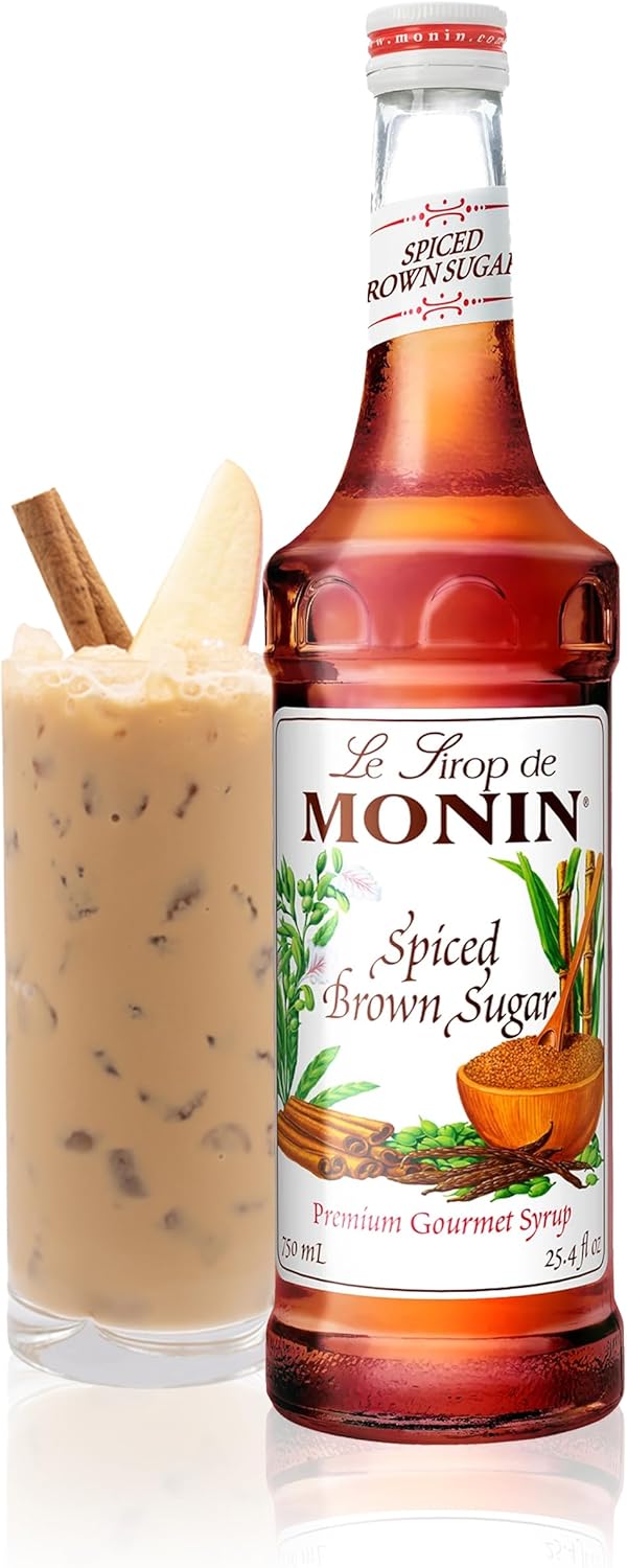 Monin - Spiced Brown Sugar Syrup, Sweet With Hints of Cinnamon, Natural Flavors, Great for Coffee, Desserts, Ciders, and Cocktails, Non-GMO, Gluten-Free (750 ml)