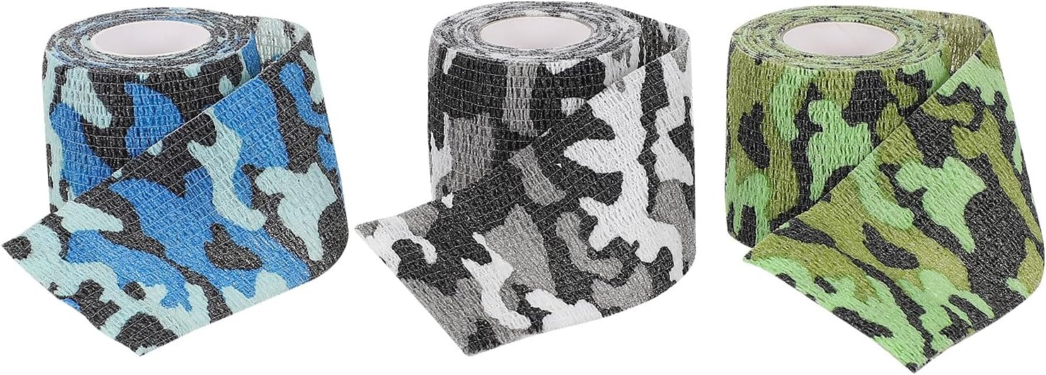 Cabilock 3pcs Elastic Camouflage Bandages Self Adhesive Non-Woven Sports Wrist and Knee Wraps for Hunting Outdoor Survival and Athletic Injury Protection