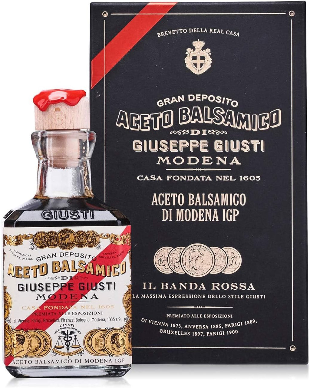Giusti Premium Balsamic Vinegar of Modena IGP – 5 Gold Medals Italian Aceto Balsamico di Modena in a Luxurious Gift Box, Thick, Rich & Balanced Gourmet Condiment for Finishing – 8.45 fl oz (250 ml)