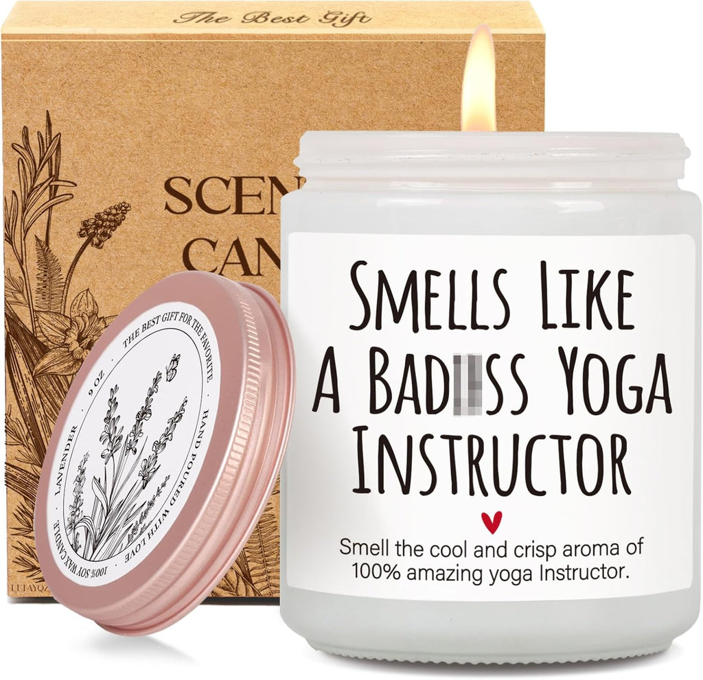 Funny Yoga Instructor Candle Gift for Women Yoga Teacher -Smells Like a Badass yogic Instructor Candle, Thanksgiving Appreciation Candles for Wellness Coach, Meditation, Zen Gifts for Yogic Lovers-73