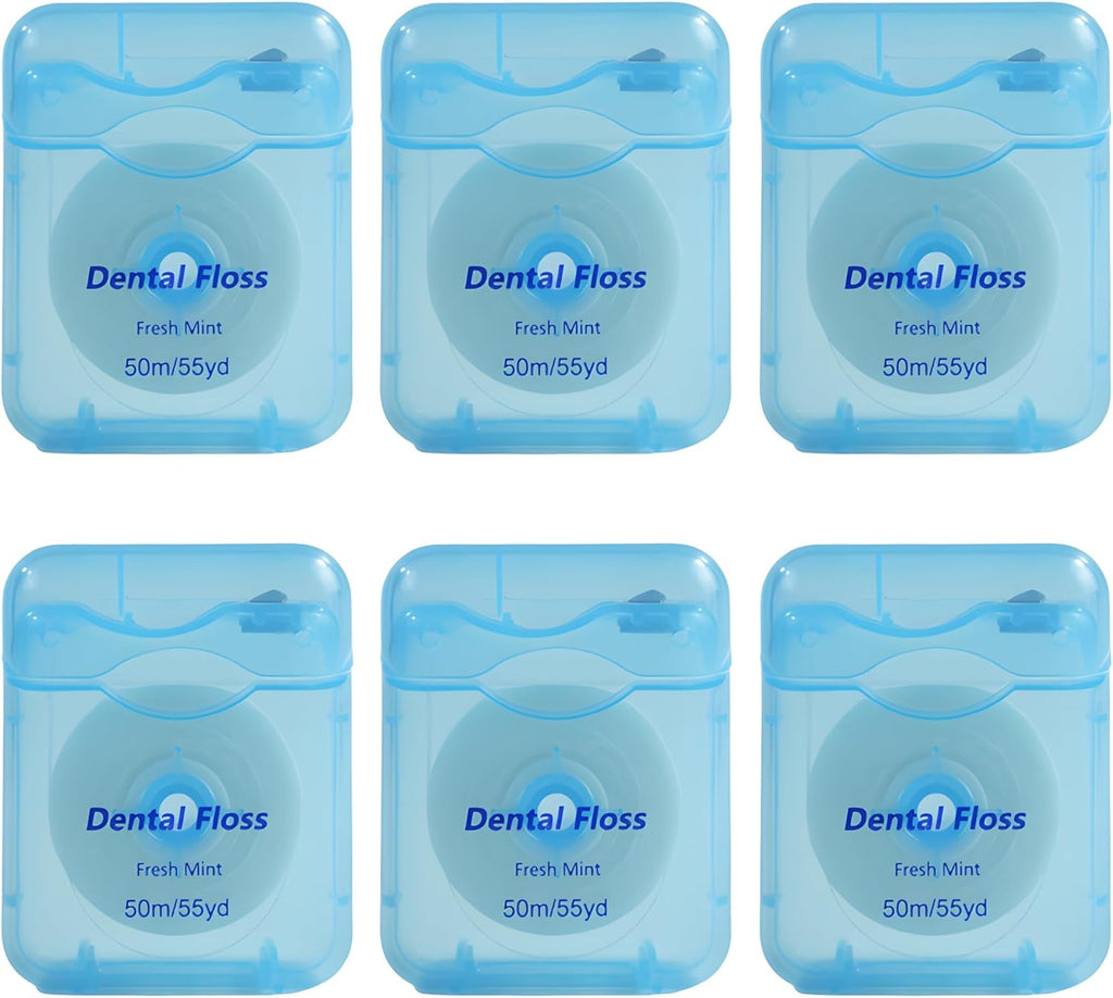 NAGY Dental Floss for Braces, Implants, and Bridges, Shred Resistance, Natural Floss, PFAS Free, Mint, 55 yds(6 Pack)