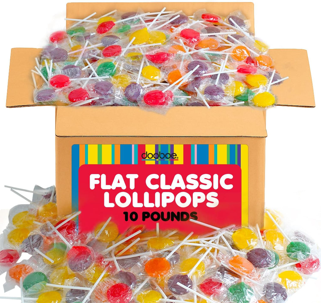 Dooboe Easter Lollipops Individually Wrapped - 10 Pounds - Approx. 400 Lollis - Bulk Flat Classic Suckers - Bulk Parade Candy - Assorted Fruit Flavors - Candy Suckers for Classroom, Office - Big Bulk Candies (Rainbow)
