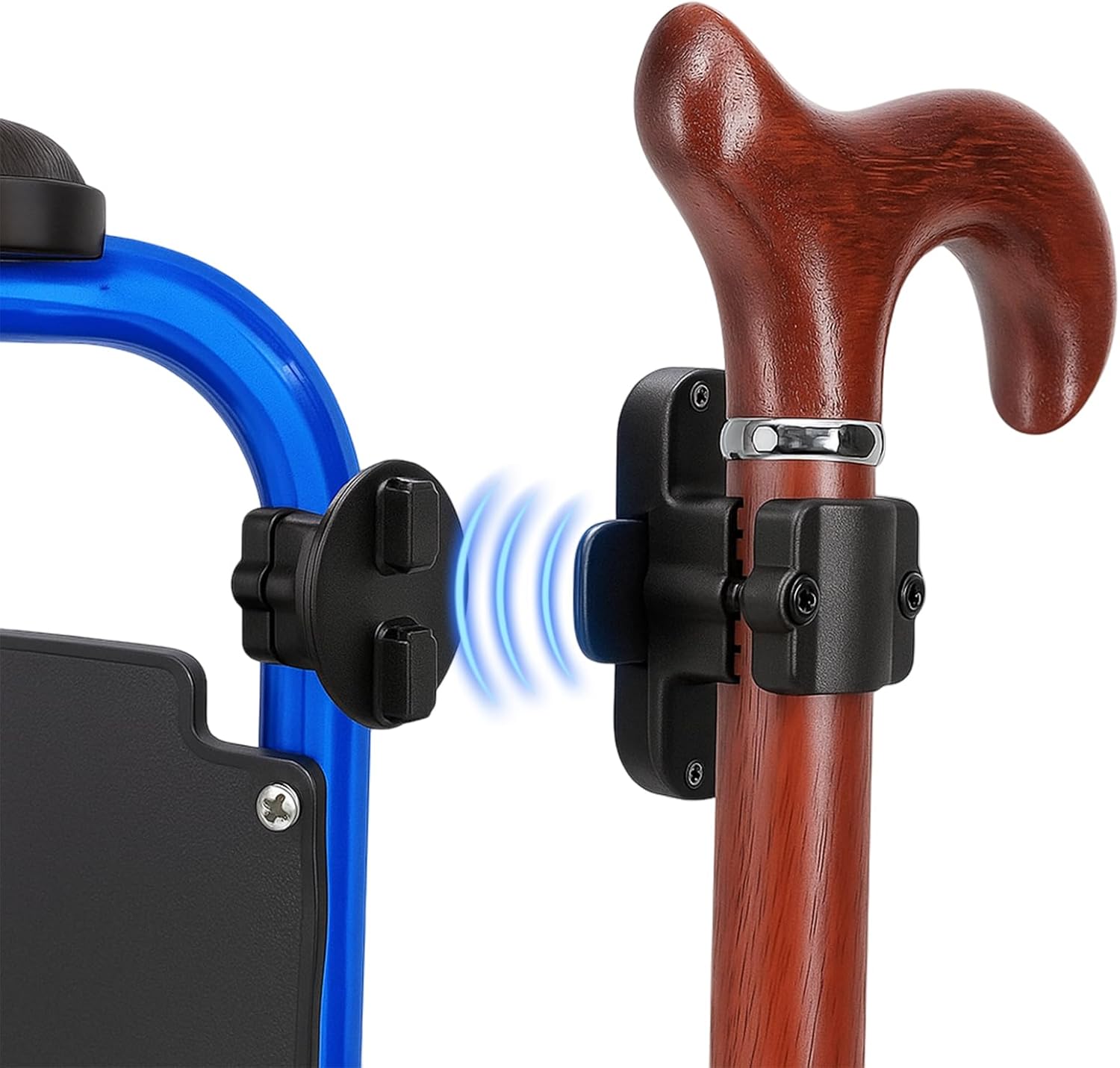 Magnetic Cane Holder for Drive Rollator, Walker, Scooter, Wheelchair - Universal Crutch Stick Bracket Accessory, Easy Clip-On Attachment, Fit 25mm ID Tube