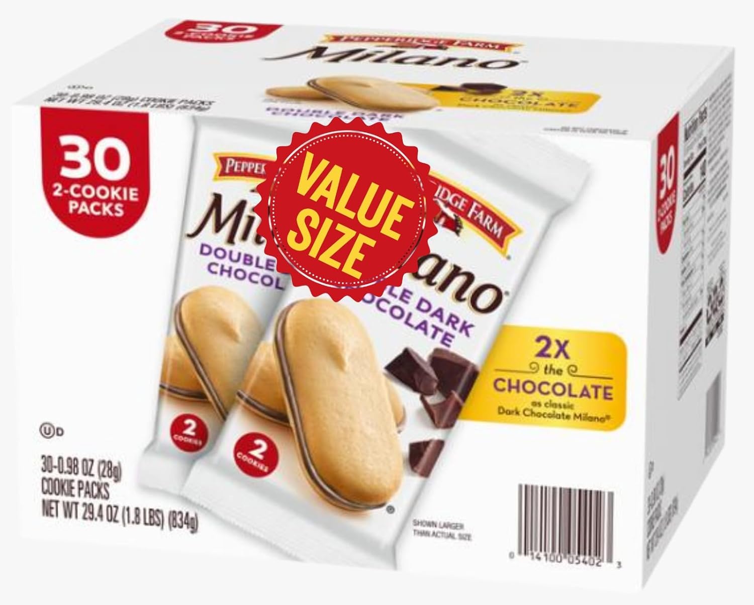Cookies, Double Dark Chocolate, 0.98 oz, 30 ct
