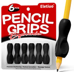 6 Pack Ergonomic Pencil Grips,Triangular Design with Finger Grooves for Children &Arthritis,Soft Non-Slip Silicone,Corrects Grip Position for Writing and Drawing,Left & Right Handed,Black