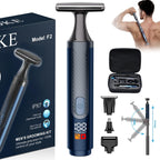 FOKE Back Shaver for Men, Ultra-Wide 2" T-Shaped Head, Travel Case, LED 4 in 1 Mens Back Shaver Rechargeable with Long Handle, Safety Lock, IPX7, Multi-Functional Back Trimmer for Men, (Flat Black)