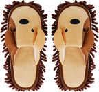 Liitrton Mop Slippers Cartoon Mop Shoes, Washable Microfiber Slippers for Floor Cleaning, Detachable Mopping Slippers for Women Home Floor Cleaning Tools (Brown, Women 7-9/Men 5-7)