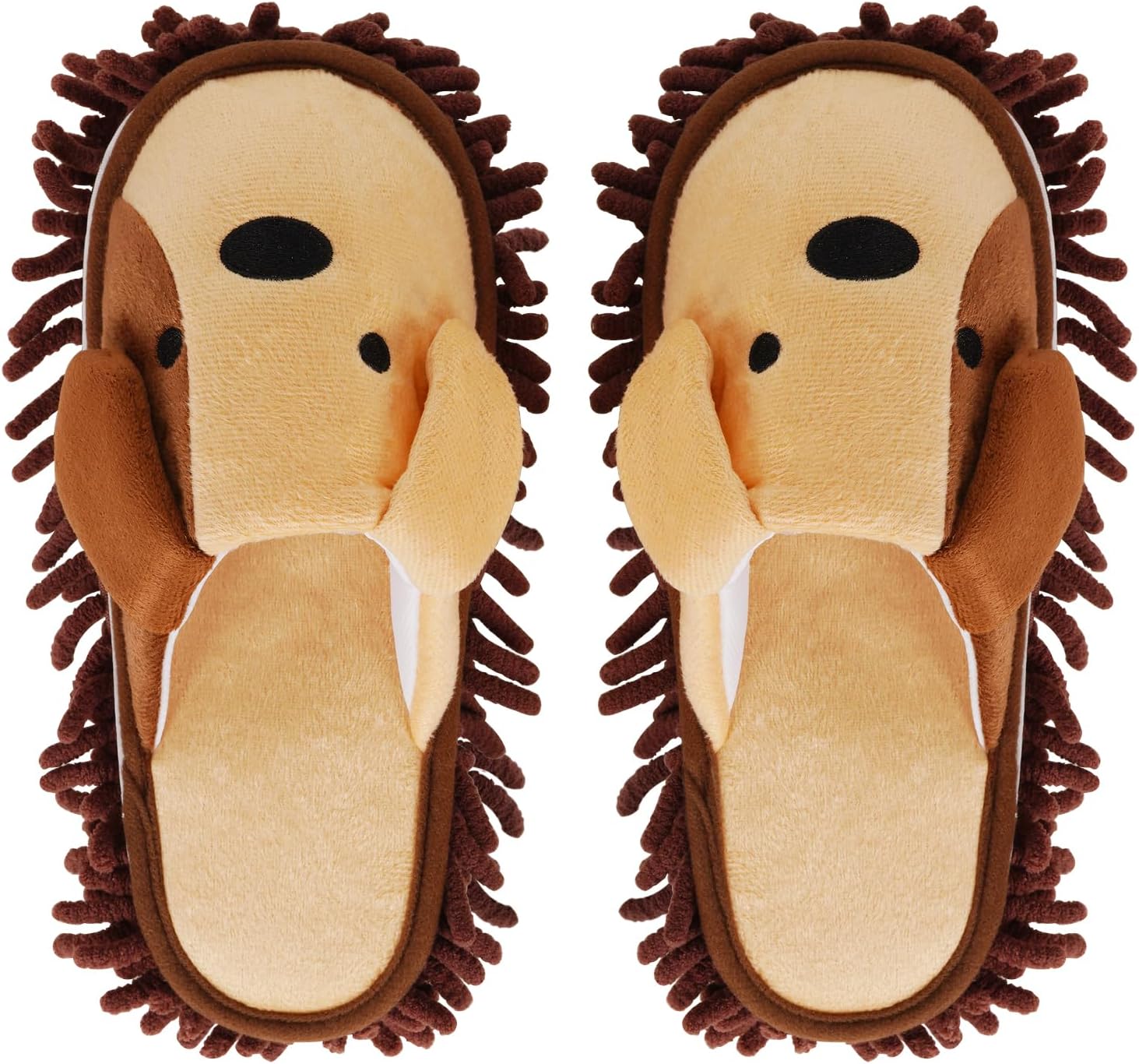 Liitrton Mop Slippers Cartoon Mop Shoes, Washable Microfiber Slippers for Floor Cleaning, Detachable Mopping Slippers for Women Home Floor Cleaning Tools (Brown, Women 7-9/Men 5-7)