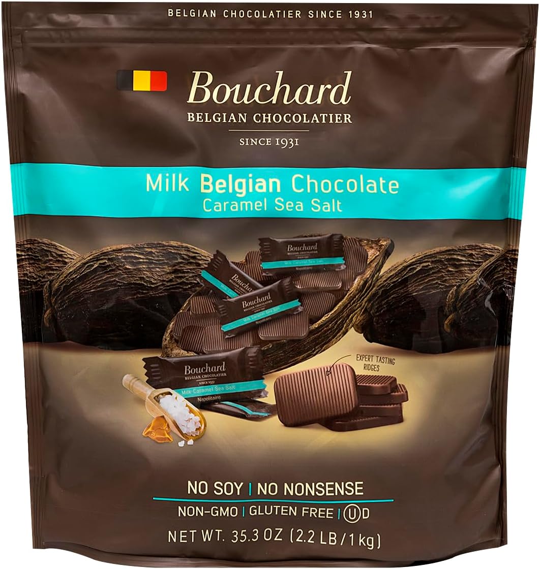 Bouchard Belgian Milk Chocolate Caramel Sea Salt Napolitains 35.3 OZ (2.2 LB/1KG)