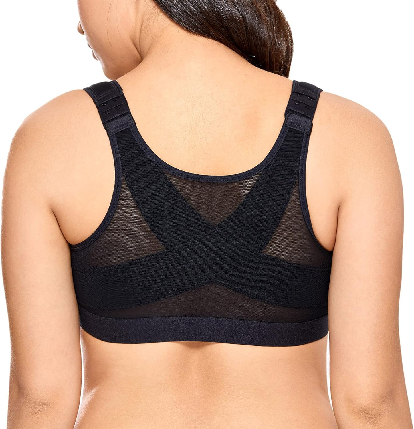 DELIMIRA Women's Full Coverage Front Closure Wire Free Back Support Posture Bra