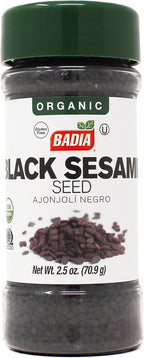 Badia Organic Black Sesame Seed 2.5 oz – Whole Black Sesame Seeds for Cooking, Baking & Garnishing – Rich, Nutty & Crunchy Flavor