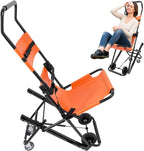 Portable Folding Stair Chair, 350lbs Capacity Emergency Evacuation Wheelchair, Track Design, Adjustable Headrest & Belts, No Assembly, Aluminum Alloy for Fire Ambulance Hospital Home (Orange)