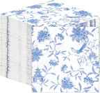 Talking Tables 100 x Bulk Pack Soft Blue Chinoiserie Paper Napkins, Disposable Party Serviettes for Birthday, Weddings, Everyday Tableware, Catering, Recyclable Made in EU 2ply 33cm