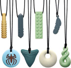 8 Pack Chew Necklaces for Sensory Kids and Adults, Chewy Necklace Sensory Toys for Autism, ADHD, SPD, Chewing, Nail Biting, Silicone Toddler Oral Chew Toys for Boys and Girls Reduce Fidget Anxiety