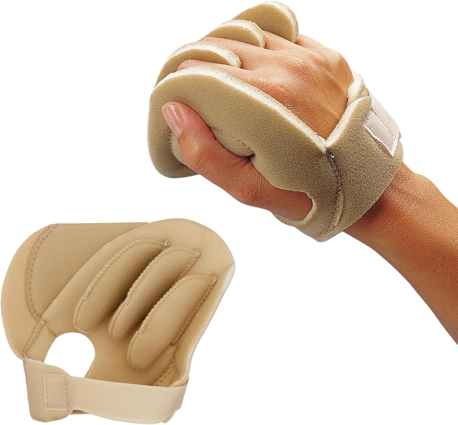 Rolyan Sof-Foam Palm Shield for Left Hand, Finger Separators and Soft Foam Cushion for Hand Contracture Support, Non-Latex Hand Protector for Stroke Recovery, Elderly, or Surgery Aftercare