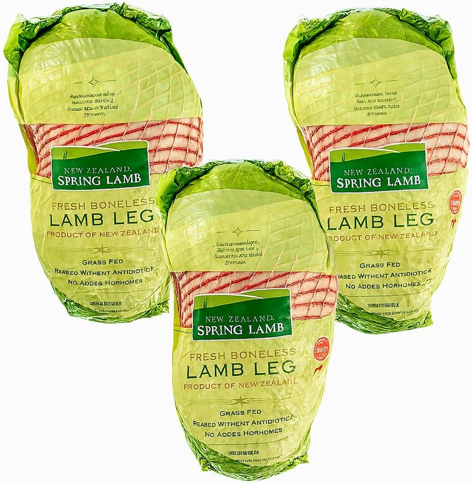 [Pack of 3] New Zealand Boneless Lamb Leg – Grass-Fed & Free-Range, Approx. 15 lbs Total – All-Natural, No Added Hormones or Antibiotics – Ships Frozen in Insulated Box