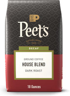 Peet's Coffee, Dark Roast Ground Coffee, Decaffeinated Arabica Coffee - Decaf House Blend 18 Ounce Bag