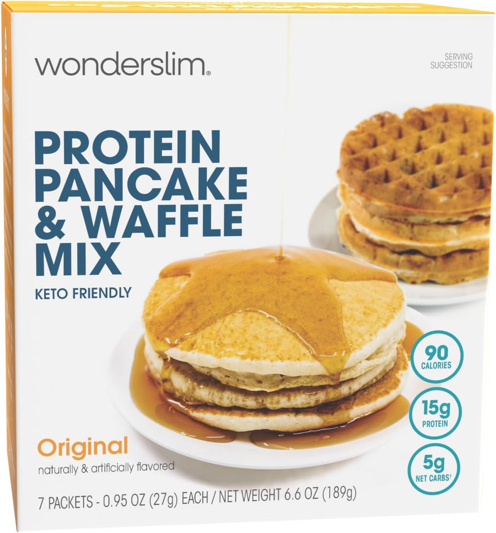 Wonderslim Protein Pancake & Waffle Mix, Original, Low Sugar & Low Calorie (7ct)