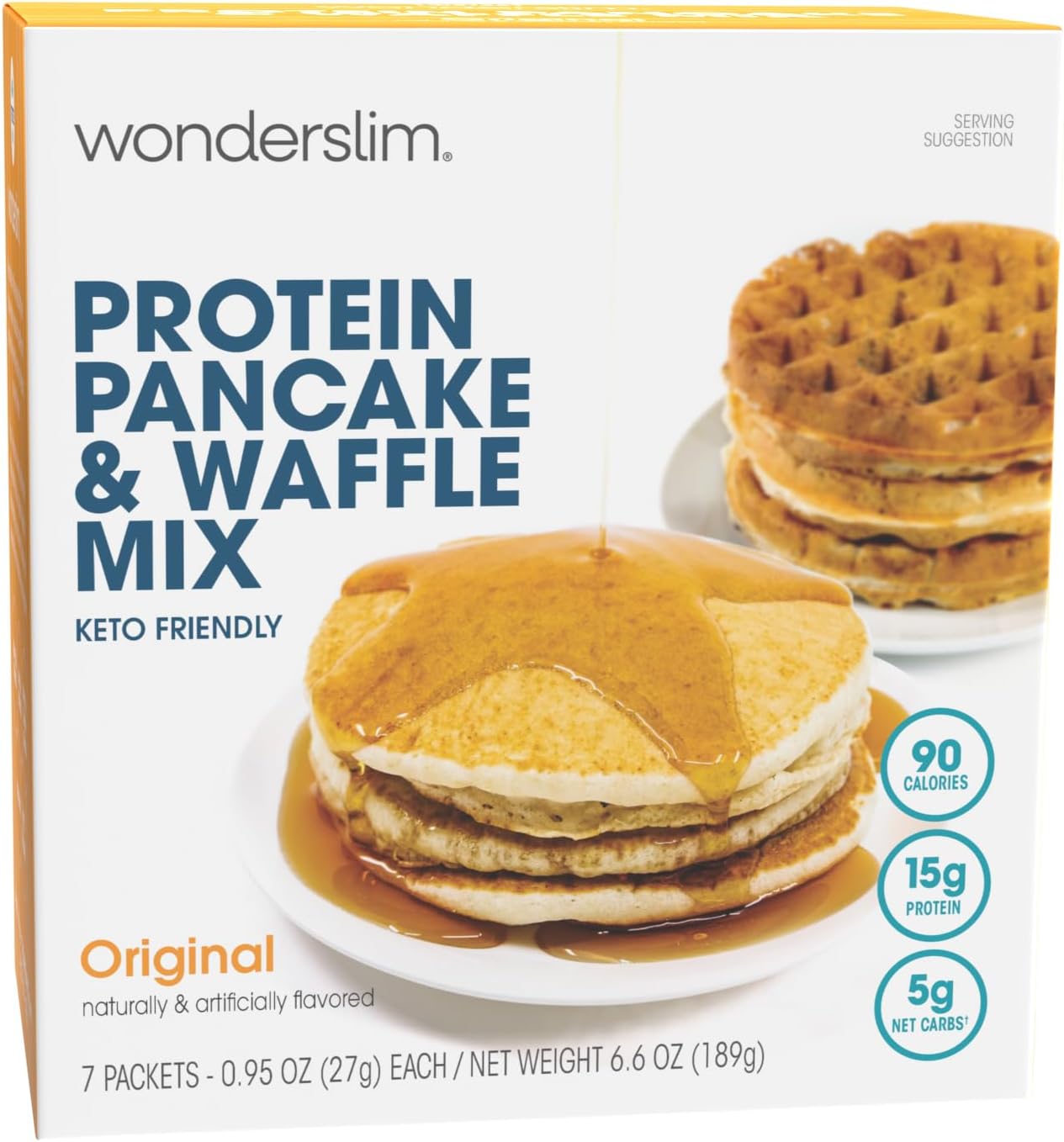 Wonderslim Protein Pancake & Waffle Mix, Original, Low Sugar & Low Calorie (7ct)