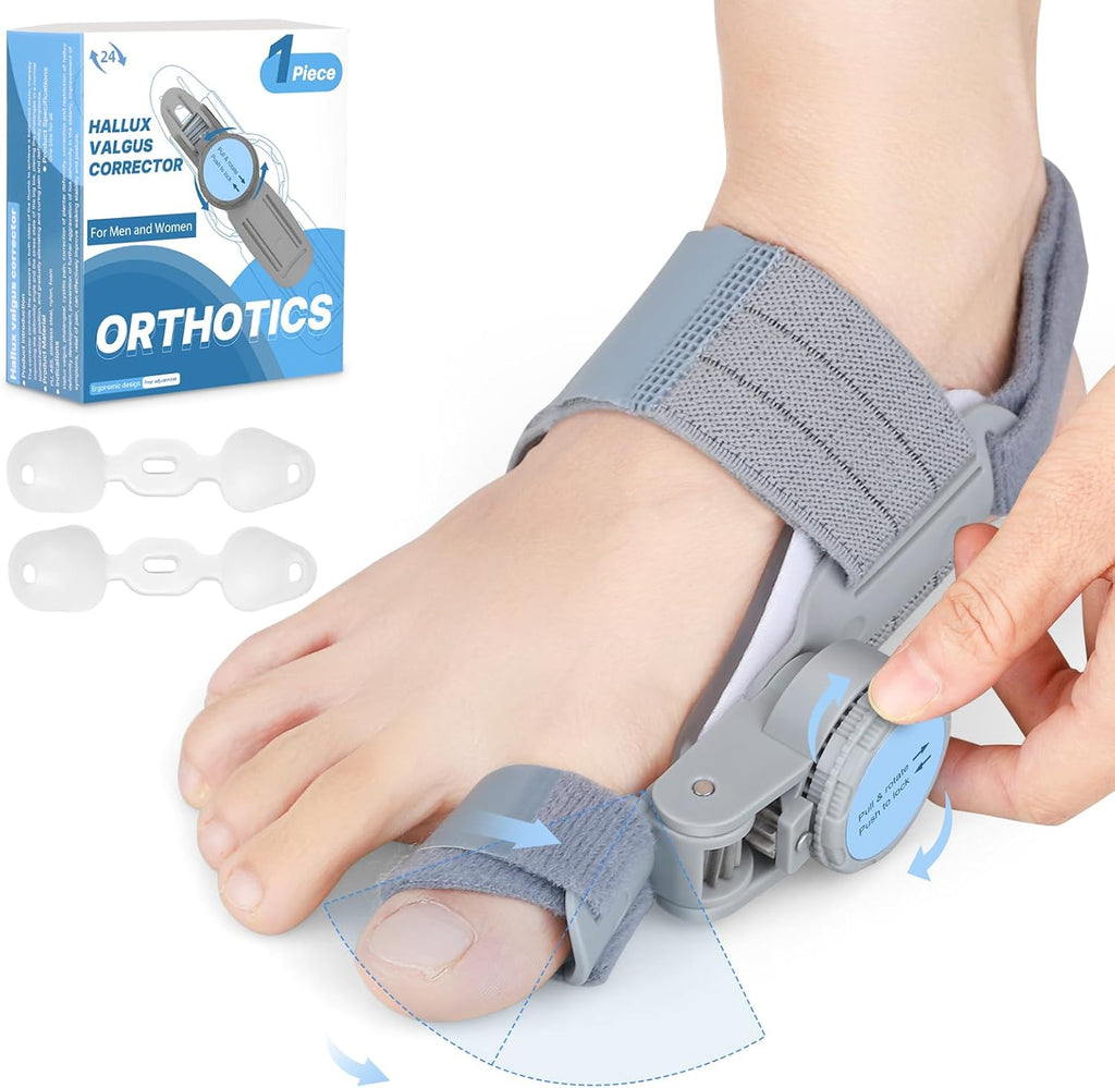 Bunion Corrector for Women Men: Big Toe Straightener Bunion Fix with Adjustable Knob-Orthopedic Bunions Splint Brace Toe Alignment Correction for Hallux Valgus Pain Relief Day/Night 1PCS (Grey)