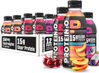 Protein2o Hydration Drink - 2-in-1 Liquid Clear Whey Protein Isolate and Electrolyte Drink - 15g Protein, Vitamins B5, B6 - Post-Workout Recovery - 16.9 Fl Oz - 12 Count Flavor Fusion Variety Pack