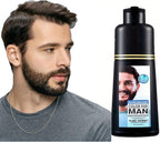 Black Beard Dye Shampoo for Men 5 Minute Gray Coverage with Argan & Coconut Oil, No-Mess Formula, Lasts 5 Weeks, 200ML (Beard & Mustache)