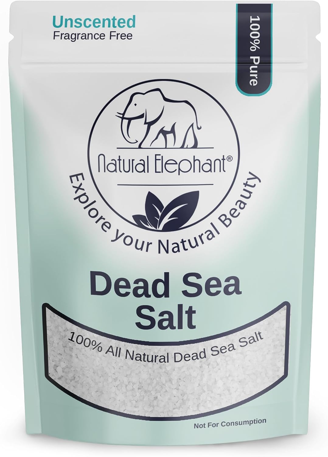Natural Elephant Dead Sea Bath Salt | 2 Pound Bag (32oz) | 100% Natural and Pure| Coarse Grain | Ideal for Baths and Soaks