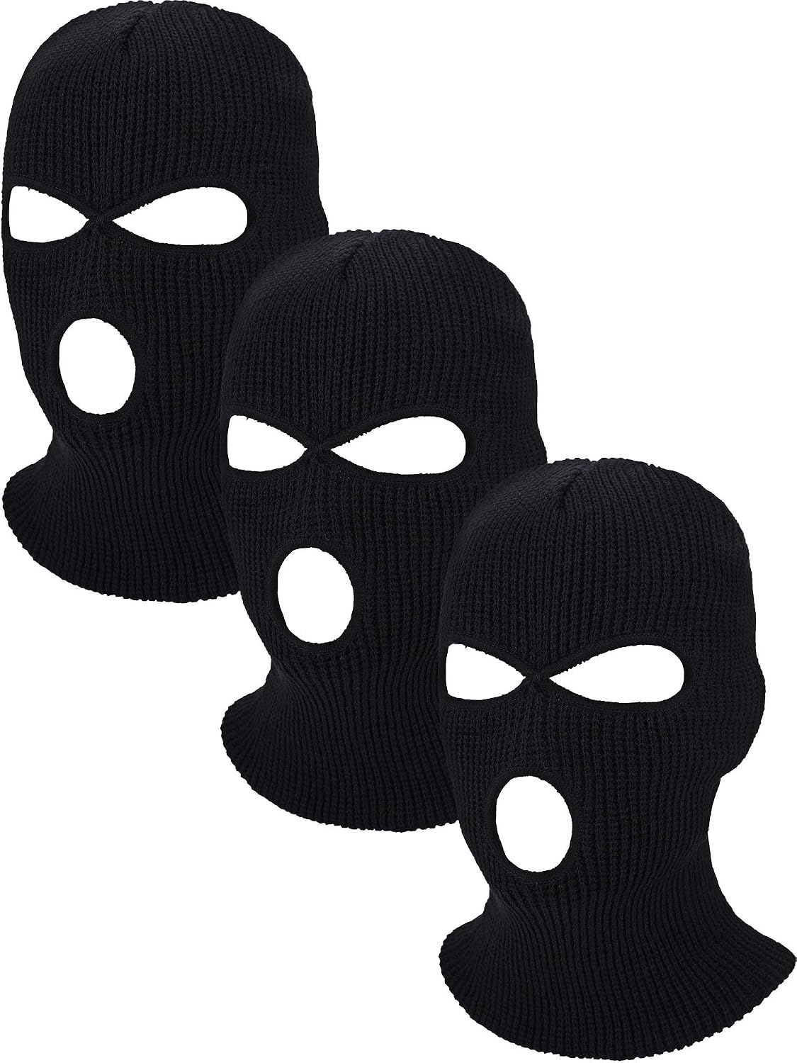 Geyoga 3 Pcs 3 Hole Ski Mask Balaclava Winter Knitted Full Face Cover Ski Mask Outdoor Sports for Men Women
