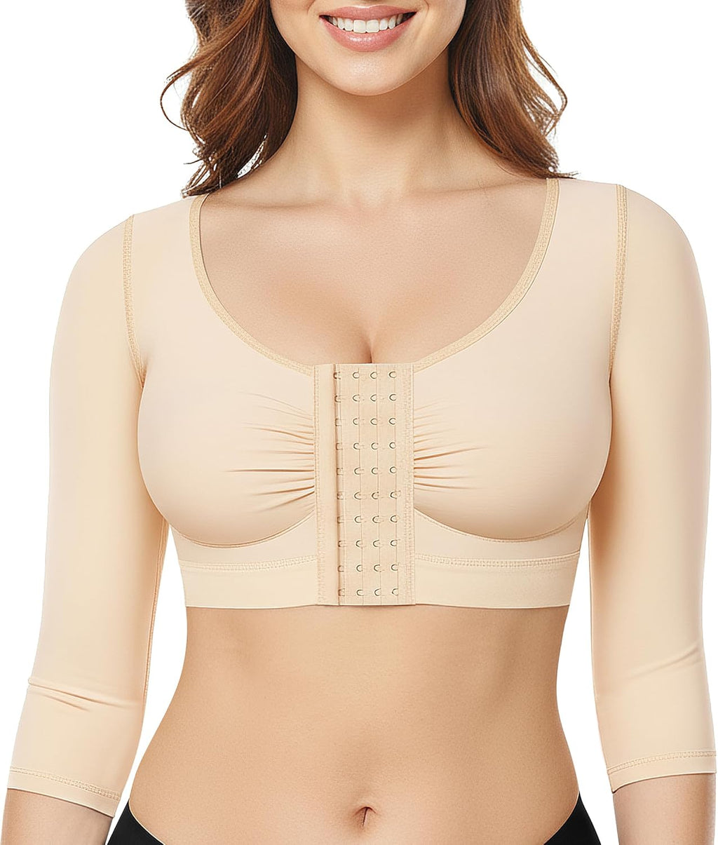 BRABIC Upper Arm Shaper for Women Fajas Post Surgery Compression Sleeves Front Closure Bra Arm Lipo Shapewear Tops
