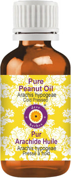 Deve Herbes Peanut Oil (Arachis hypogeae) | Cold Pressed | Pure | Natural | Undiluted | For Diluting Essential oils | For Skin & Massage | Non-Sticky| Lightweight| Men & Women | 50ml (1.69 oz)
