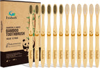 Isshah Biodegradable Eco-Friendly Natural Bamboo Charcoal Toothbrushes, FSC Certified and PETA Approved - 12 Count