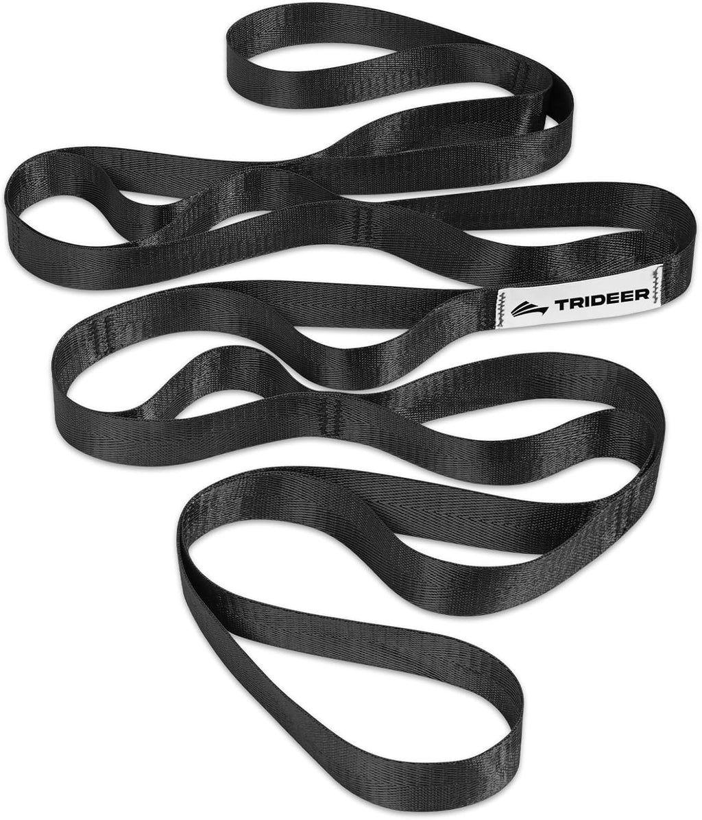 Trideer Stretching Strap for Physical Therapy & Home Rehab, Non-Elastic Yoga Stretch Strap with Loops for Mobility, Yoga & Pilates Stretching