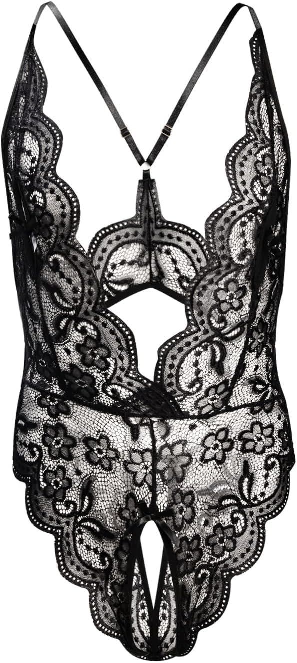 Mens Lace Bodysuit Sexy Mesh Sheer One Piece Swimsuit Sissy Thong Leotard Jumpsuit
