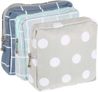 3 PCS Sanitary Pad Storage Bag Portable Period Bag for Teen Pads/Sanitary Napkins/Tampons, Sanitary Napkin Storage Bag First Period Gifts for School, Daily Hygiene Bag Travel Containers(Grey, Blue)