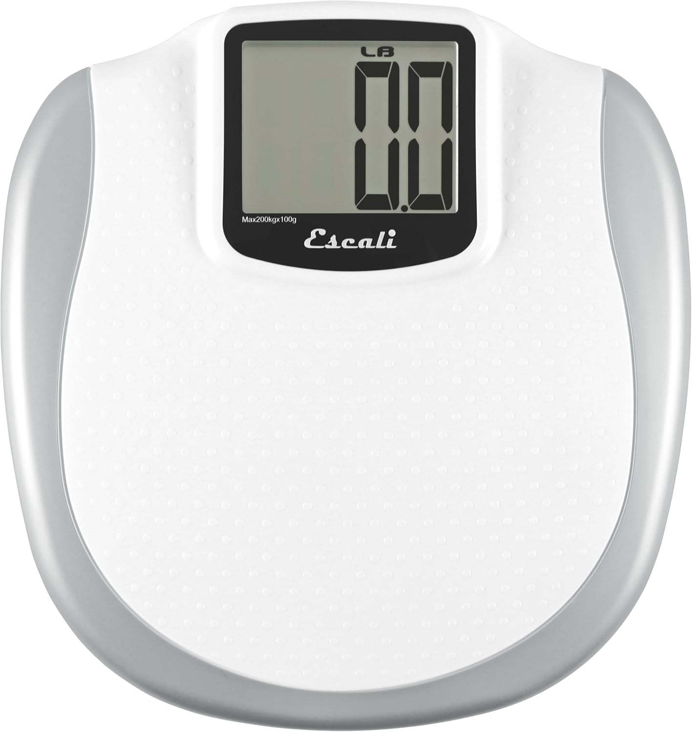 Escali Extra Large Display Digital Bathroom Scale for Body Weight with Easy-to-Read Display and Non-Slip Platform, Extra-High Capacity of 440 lb, Batteries Included