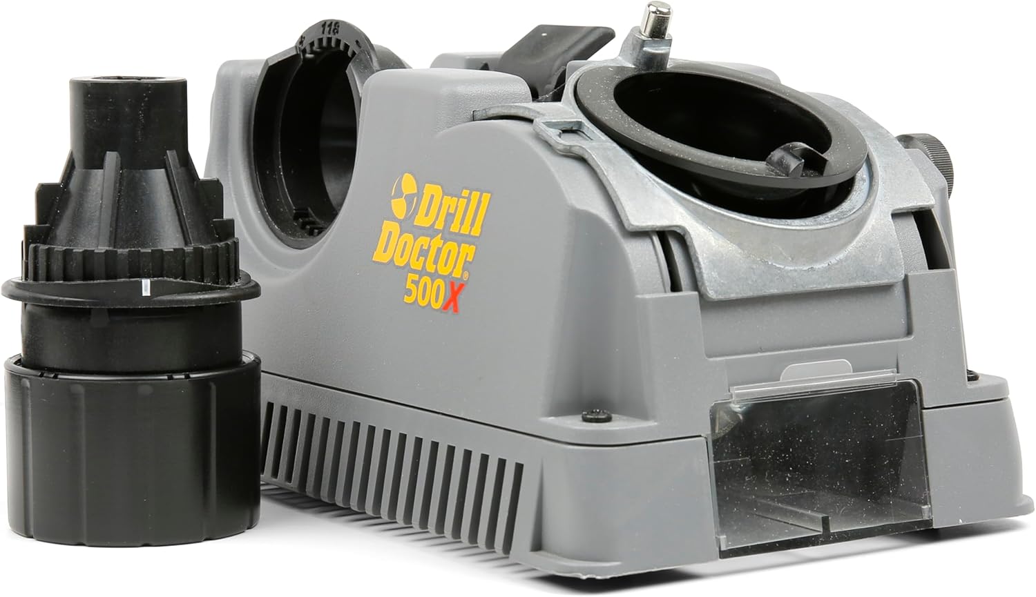 Drill Doctor DD500X Twist Drill Bit Sharpener - 3/32" to 1/2" - Electric Sharpener - High Speed & Portable - For Steel, Masonry, Carbide & Tin-Coated Drill Bits - Adjustable 118° or 135° Angle
