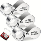 3 Pieces Jewelers Eye Loupe Set 10X, 20X and 30X Pocket Jewelry Loupe, Jewelers Eye Magnifying Glass Magnifier for Jewelry Coins Gems Stamps Watches Supplies