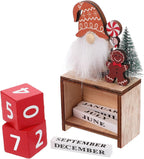 Wooden Christmas Countdown Advent Calendar: Santa Block Calendar with Wood Date - Cute Date Display Blocks Desk Accessory for Home Table Room(Gingerbread Man)