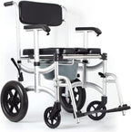 Shower Wheelchair, Aluminum Alloy Wheeled Toilet Chair Foldable Elderly Disabled Bathing Chair, Elderly Disabled Bedside Toilet Seat Detachable Bucket Bathroom Wheelchair
