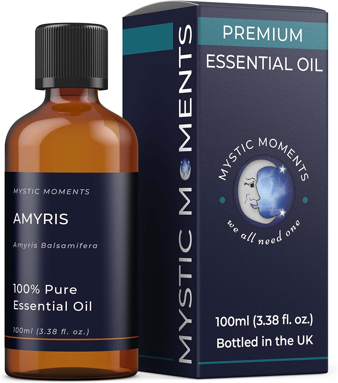 Mystic Moments | Amyris Essential Oil 100ml | Amyris balsamifera | Sweet Woody Aromatic Oil for Diffuser, Blends & Crafts | Aromatherapy Grade