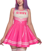 Littleforbig Women Sleeveless Overall Cheer Sissy Bodycon Mini Dress Skirt