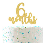 6 Months Cake Topper, Half 1/2 Birthday Cake Decorations,Half Birthday Party Decorations（ Double Sided Gold Glitter ）