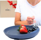 Modaliv Premium Adult Silicone Scooper Plate with Suction Base – 34oz Adaptive Non-Slip Feeding Plate for Adults & Seniors – Food Grade, Dishwasher & Microwave Safe (Blue)
